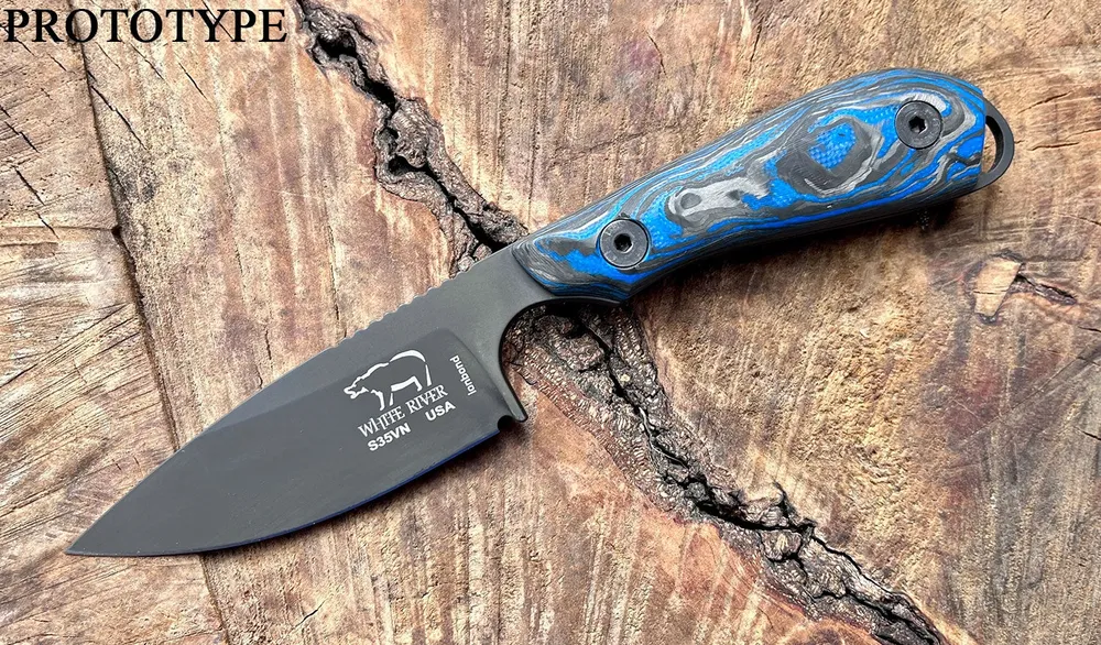 White River M1 Marbled CF/ Blue G10, Black, CPM-MagnaCut, Limited Edition 2023