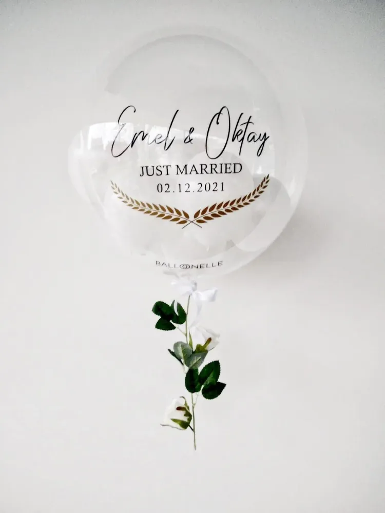 White Rose Wedding Designer Ballon