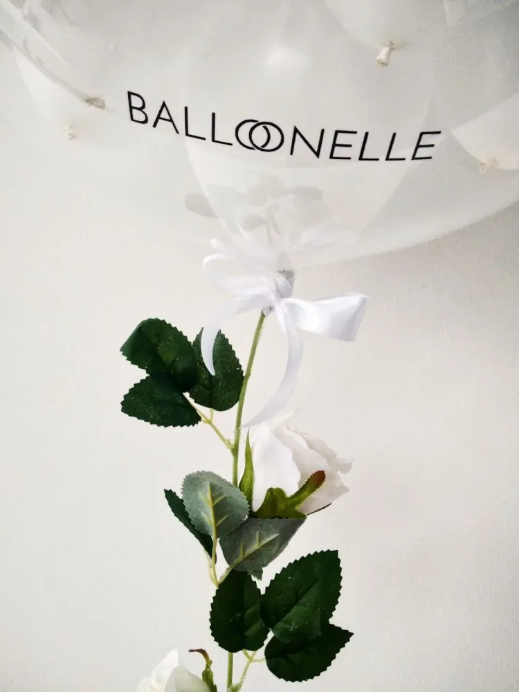 White Rose Wedding Designer Ballon