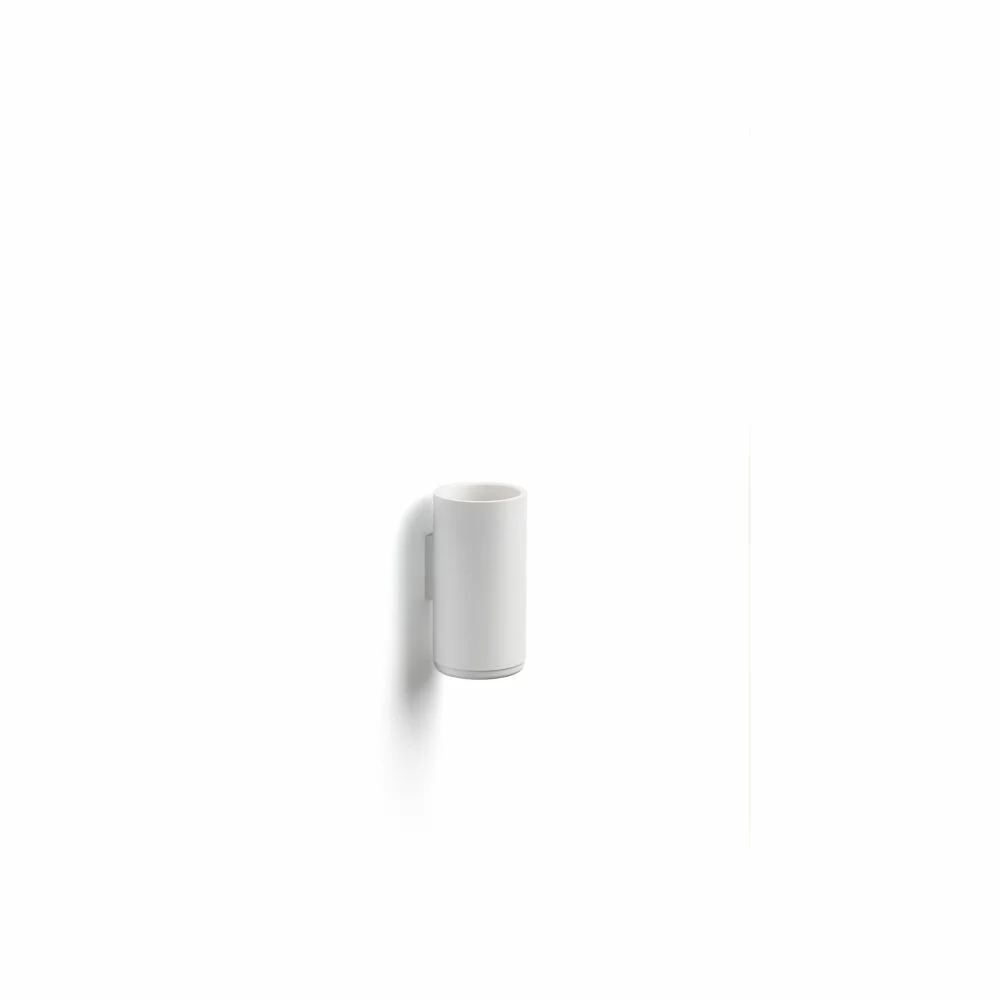 Zone Denmark Zahnbürstenbecher Rim, mit Wandhalterung, Zahnputzbecher, Aluminium / ABS, White, H 13.6 cm, 14491