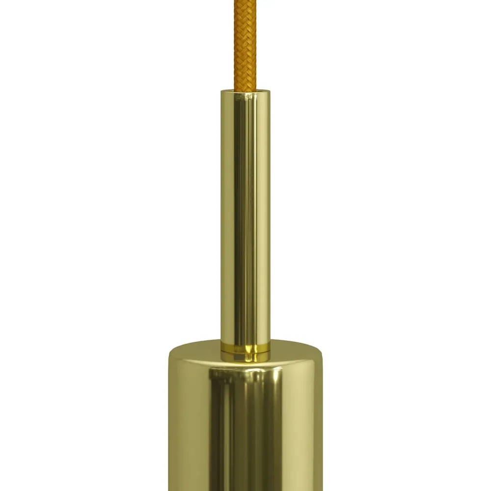 Zylinderförmige Kabelklemme aus Metall, 7 cm Länge, komplett mit Stange, Mutter und Scheibe – Messing