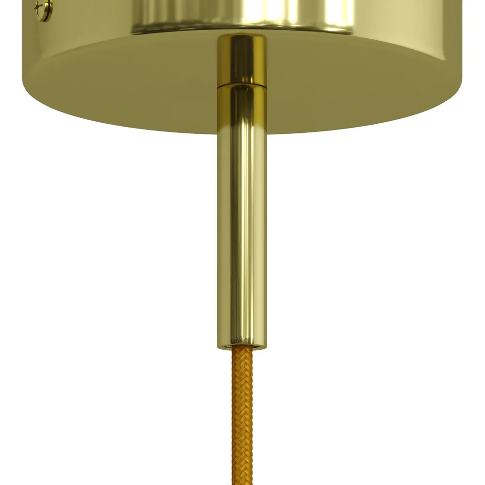 Zylinderförmige Kabelklemme aus Metall, 7 cm Länge, komplett mit Stange, Mutter und Scheibe – Messing
