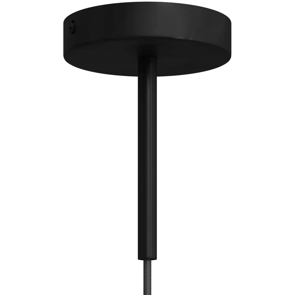 Zylindrische Zugentlastung aus Metall 15 cm lang mit Gewindestab, Mutter und Scheibe – Schwarz