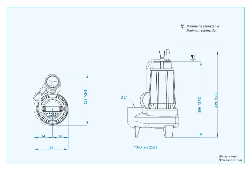 Alpha V 3 m/g (0,75 kW, 230 V) Spezifische Pumpe mit Schwimmer