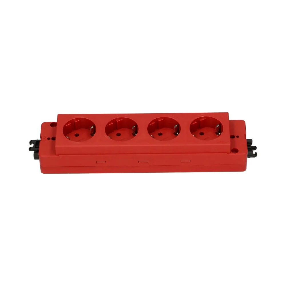 4-Fach Steckdosenblock 230V Mit GST Anschluss Rot (Europäische Steckdose) - 79.55.009