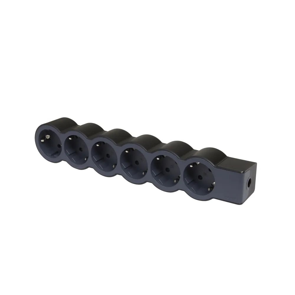Beinrand Standard Buchse 6x2P+ ohne Kabel Schwarz (Europäische Steckdose) - 694580 [10 Stück]