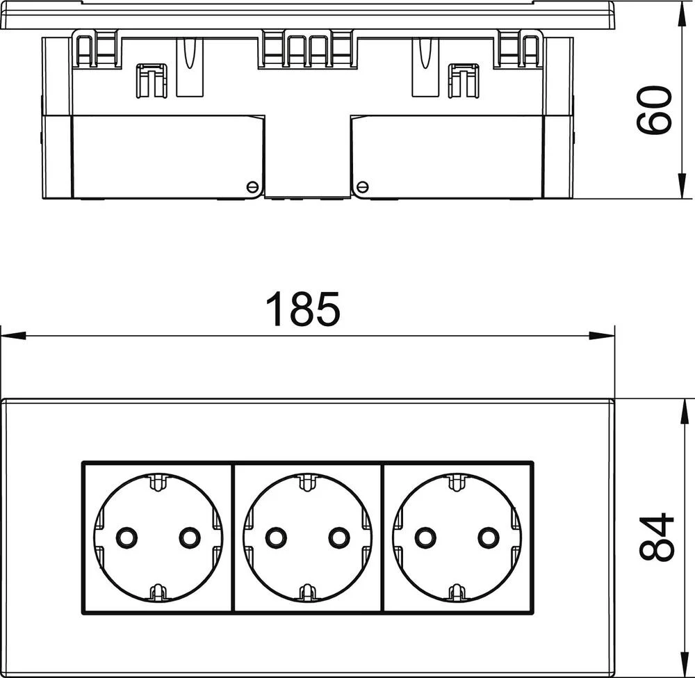 Dreifachsteckdosenmodul 45 Wandgerät Reinweiß (Europäische Steckdose) - 6119414