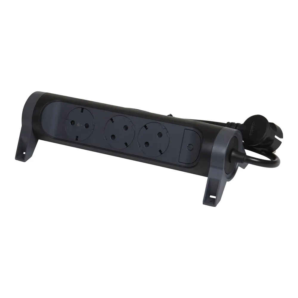 Legrand Premium 3x2P+ schwarze Steckdose mit 1,5m Kabel (Europäische Steckdose) - 694528 [5 Stück]