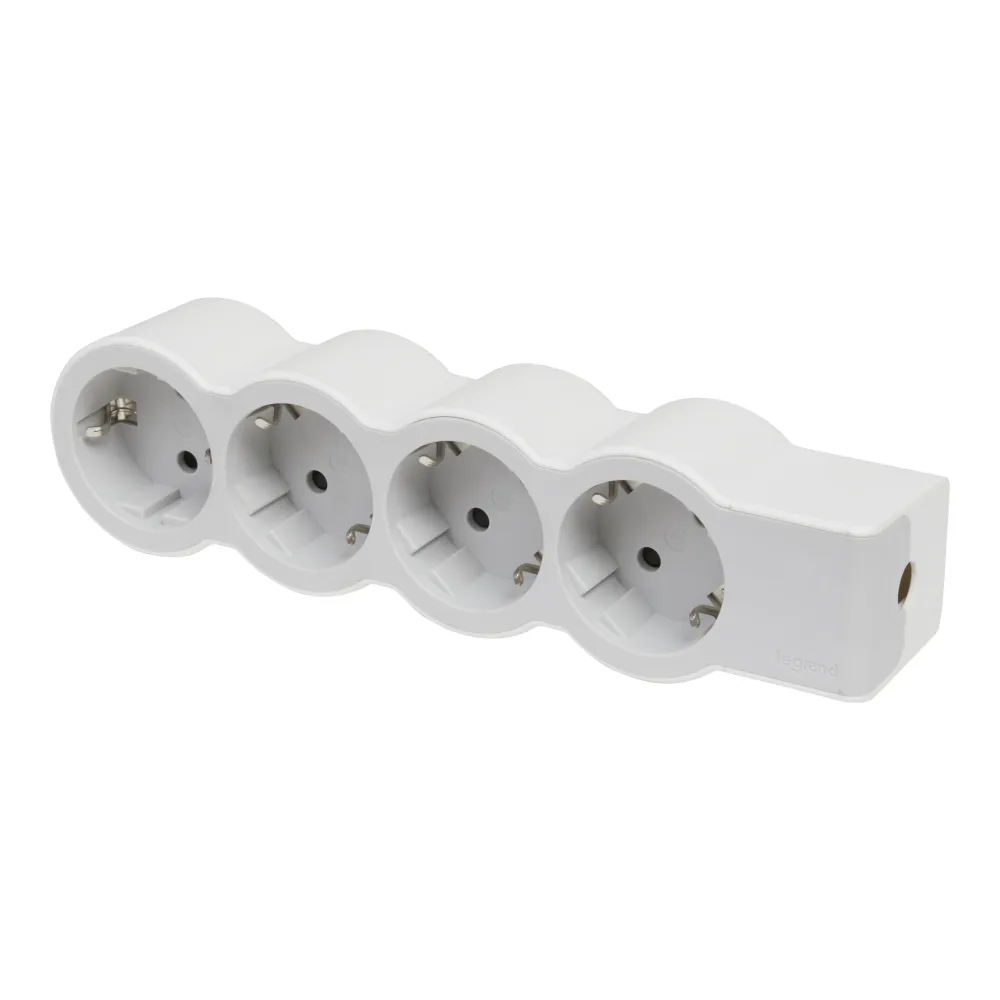 Legrand Standard Outlet 4X2P+ ohne Kabel weiß-grau (Europäische Steckdose) - 694575 [10 Stück]