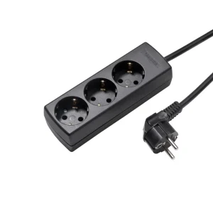 Martin Kaiser 3-Wege-Buchse 45 Grad mit Erdungskontakt und 3m Kabel Schwarz (Europäische Steckdose) - 1047ZL3-15W/sw [10 S...