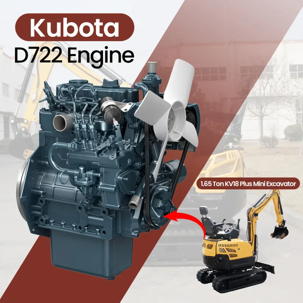 1,65 Tonnen KV18 Plus Minibagger mit Kubota D722 Dieselmotor