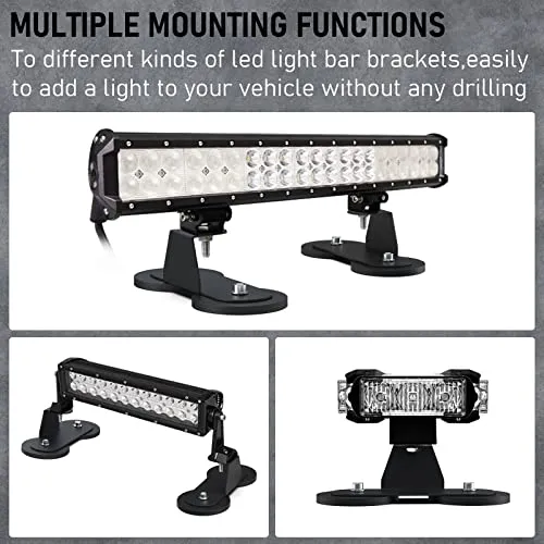 2PCS Magnetic Base LED Arbeitsscheinwerfer, Saugerhalter für gerade gebogene seitlich montierte LED-Lichtleistenhalterung
