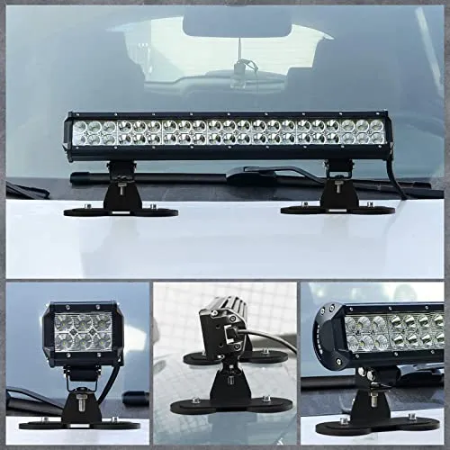 2PCS Magnetic Base LED Arbeitsscheinwerfer, Saugerhalter für gerade gebogene seitlich montierte LED-Lichtleistenhalterung