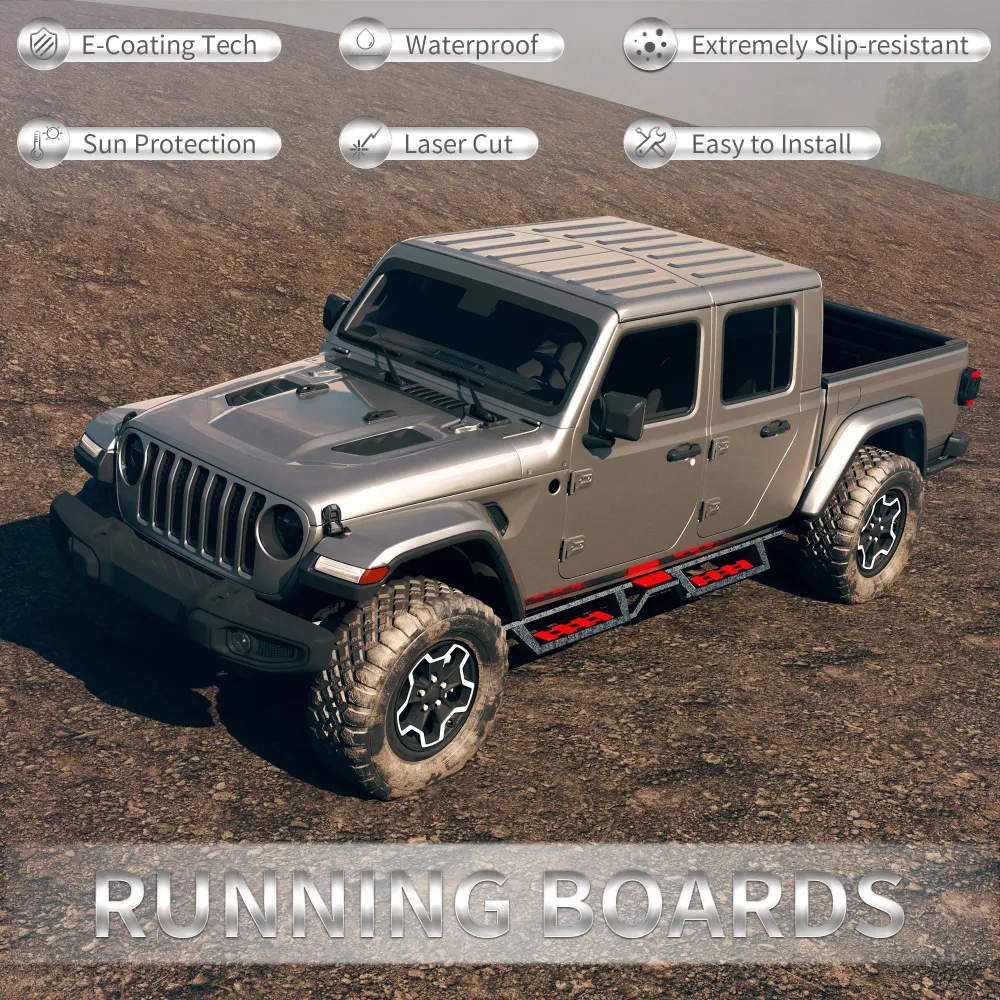 2PCS 6 Trittbretter für 2020–2025 Jeep Gladiator JT 4-türige Seitenstufen