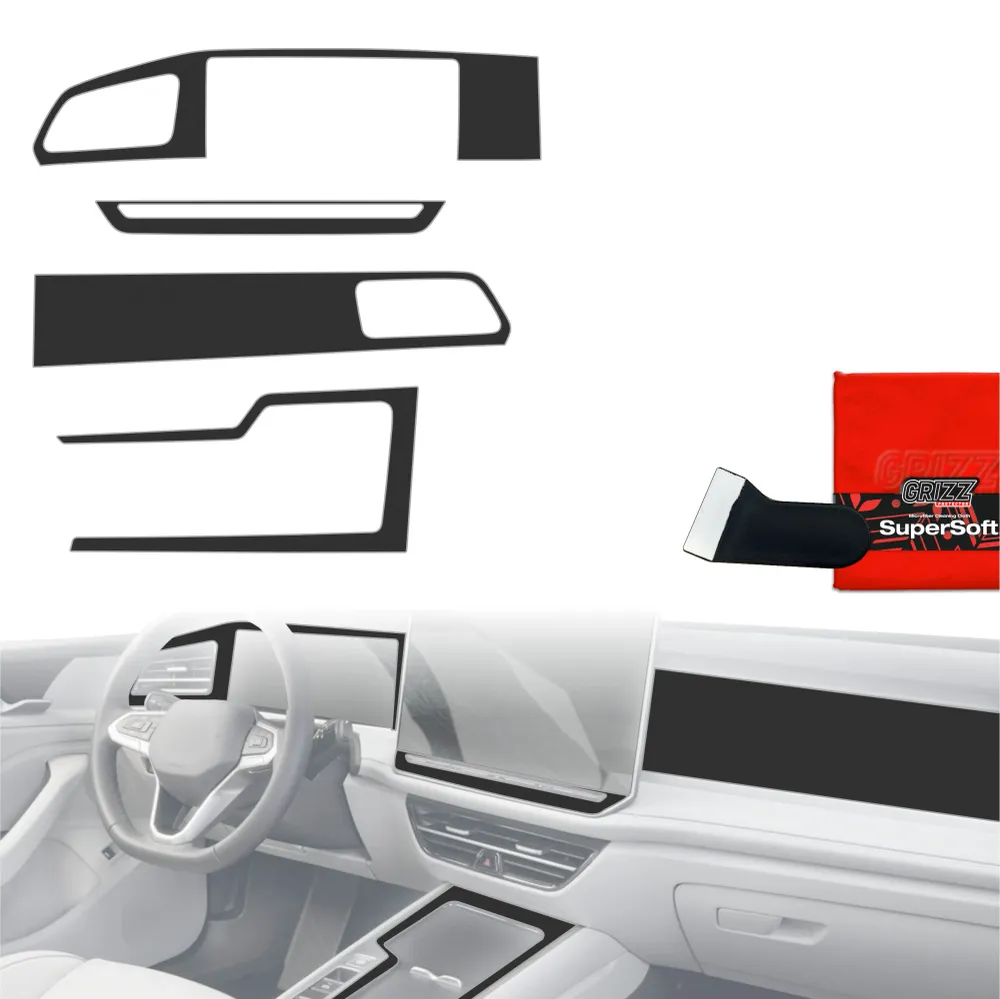 4in1 Schutzfolien für Mittelkonsole & Armaturenbrett - Volkswagen Passat B9 15" (2024-2026) Schwarz Matt Antifingerprint