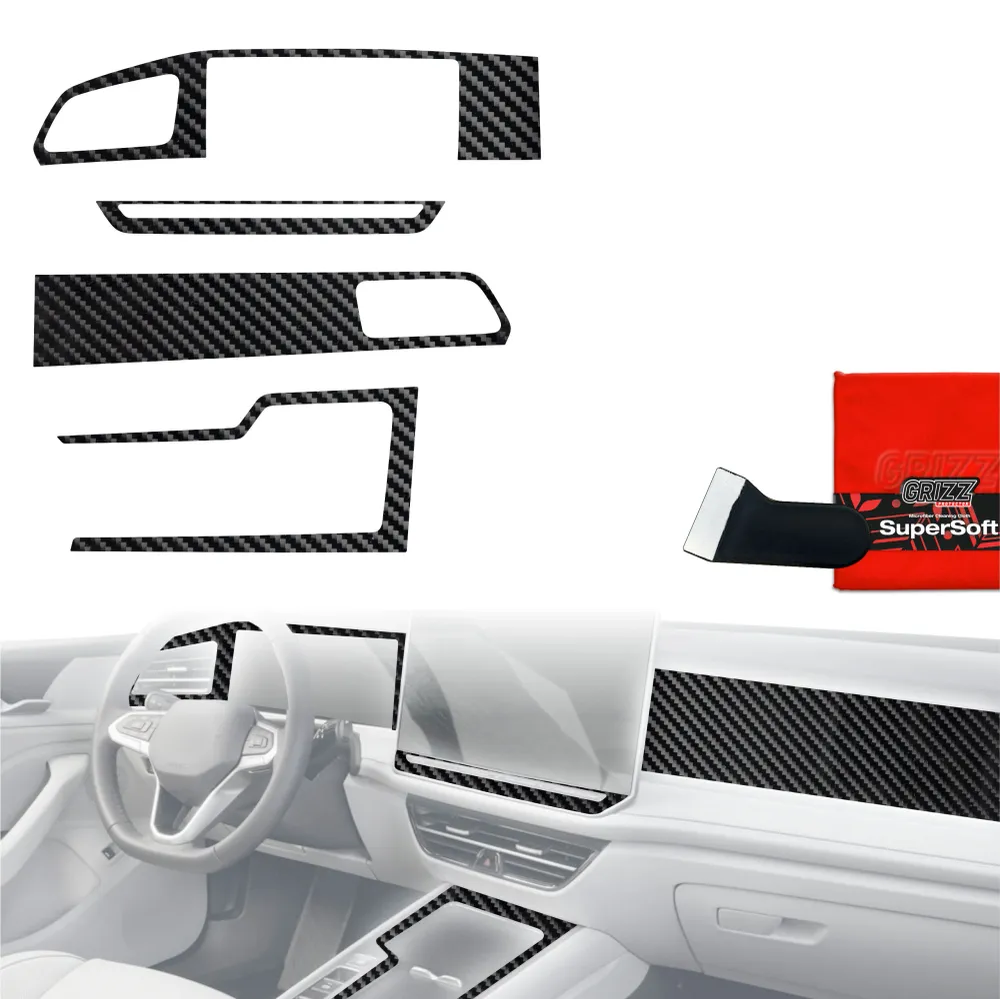 4in1 Schutzfolien für Mittelkonsole & Armaturenbrett - Volkswagen Passat B9 15" (2024-2026) Carbon Optik Glanz