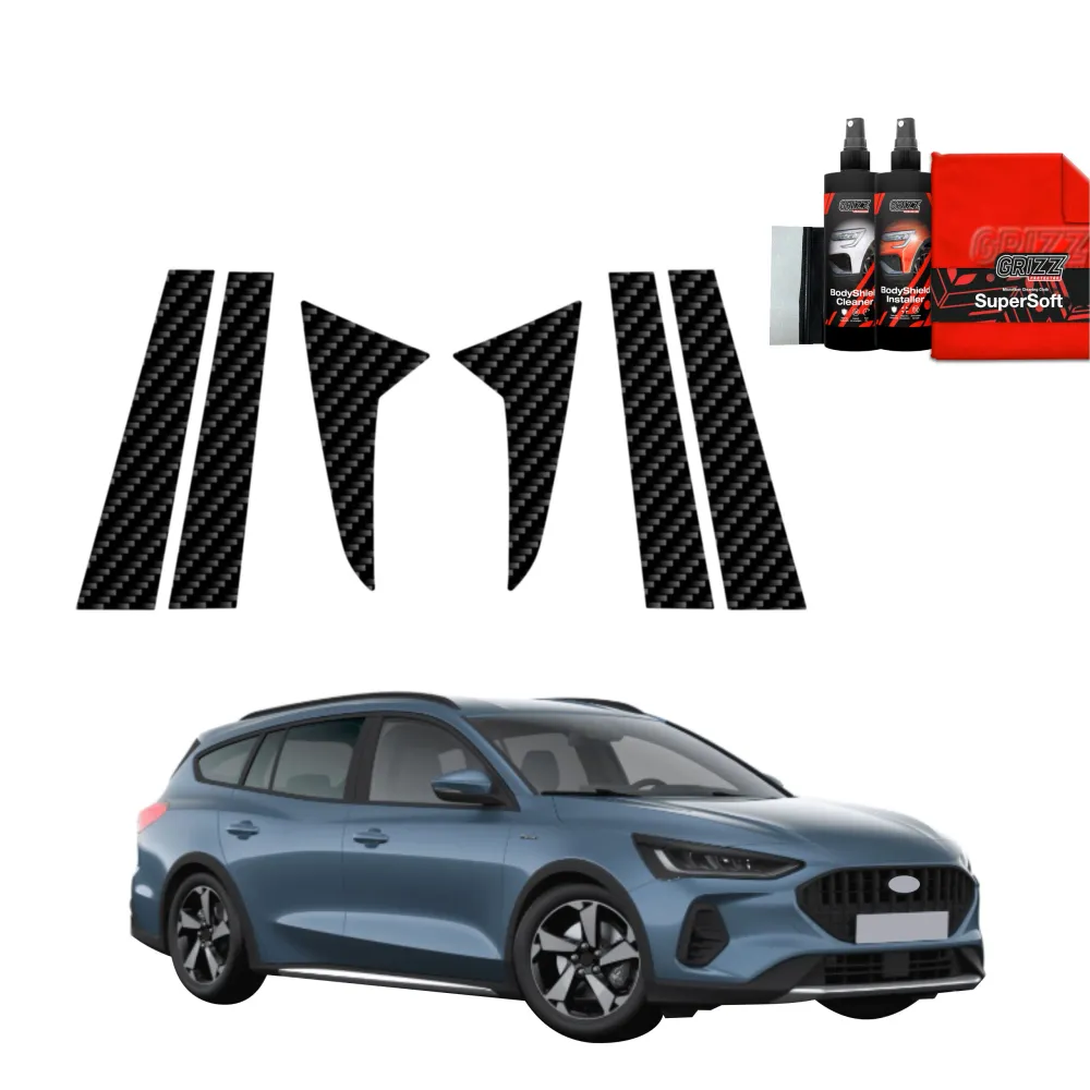 6in1 Kohlenstoff Schutzfolie für B-Säule - Ford Focus Active X Kombi Facelift (2021-2025)