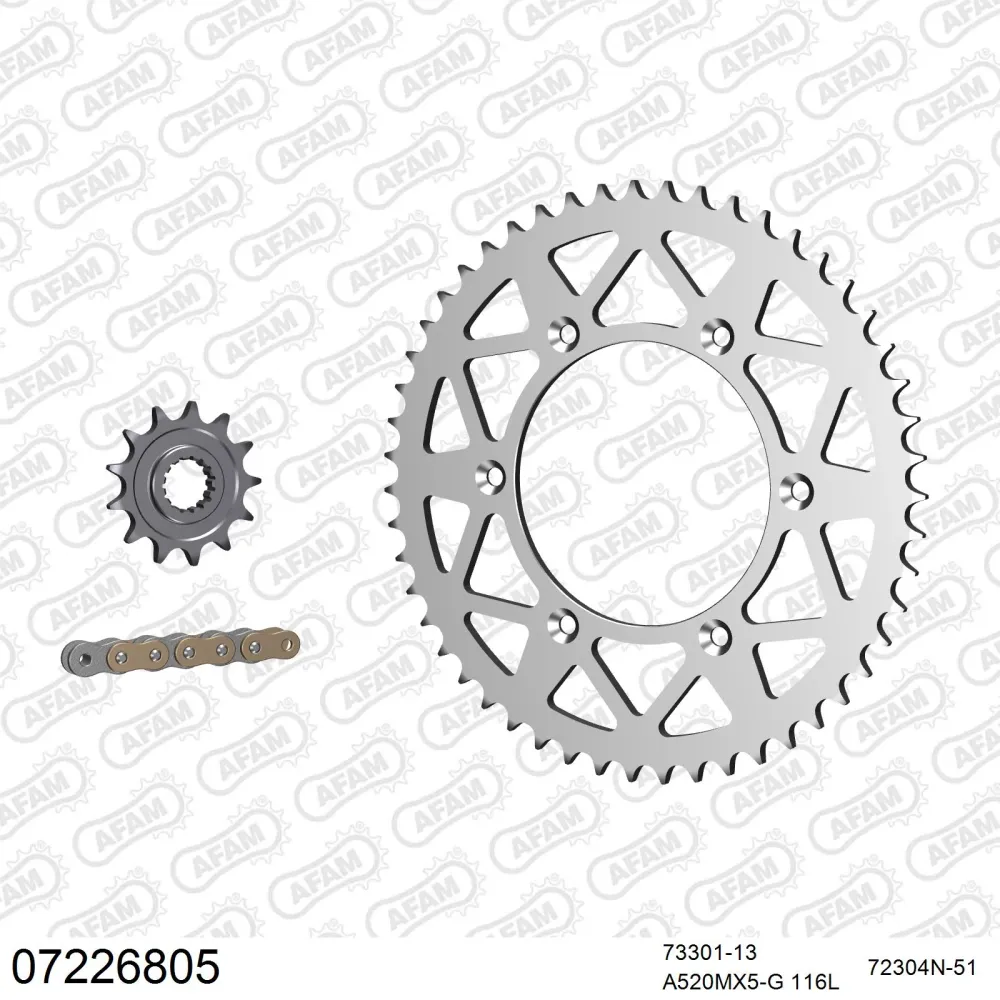 AFAM Kettensatz 520, golden, 3814kg, Alu, KTM XC 250 TPI 2020-2021