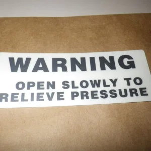 Aufkleber Kühler "Warning open slowly"