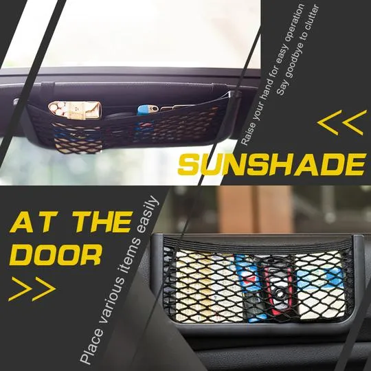 Auto-Organizer Netz mit Klettverschluss – VeloStash für Handy & Essentials | Transparent, elastisch | Für Auto, Büro & Zuh...