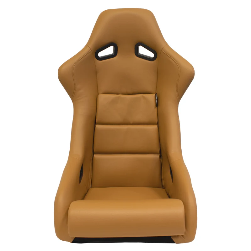 AutoStyle, Sportsitze BS1 - Beige Kunstleder - Feste GFK Rückenlehne - inkl. Laufschienen, GFK, Kunstleder