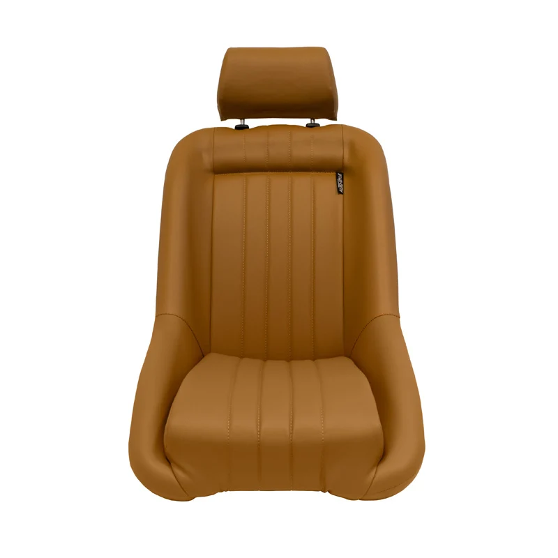 AutoStyle, Sportsitze Classic - Beige Kunstleder - Feste Rückenlehne + Kopfstütze - inkl. Laufschienen