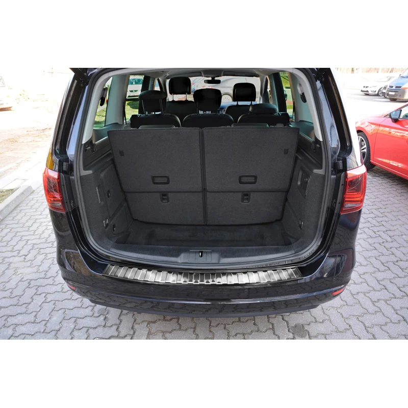 Avisa, Edelstahl Heckstoßstangenschutz passend für Seat Alhambra II / Volkswagen Sharan II 2010- Ribs, Silber