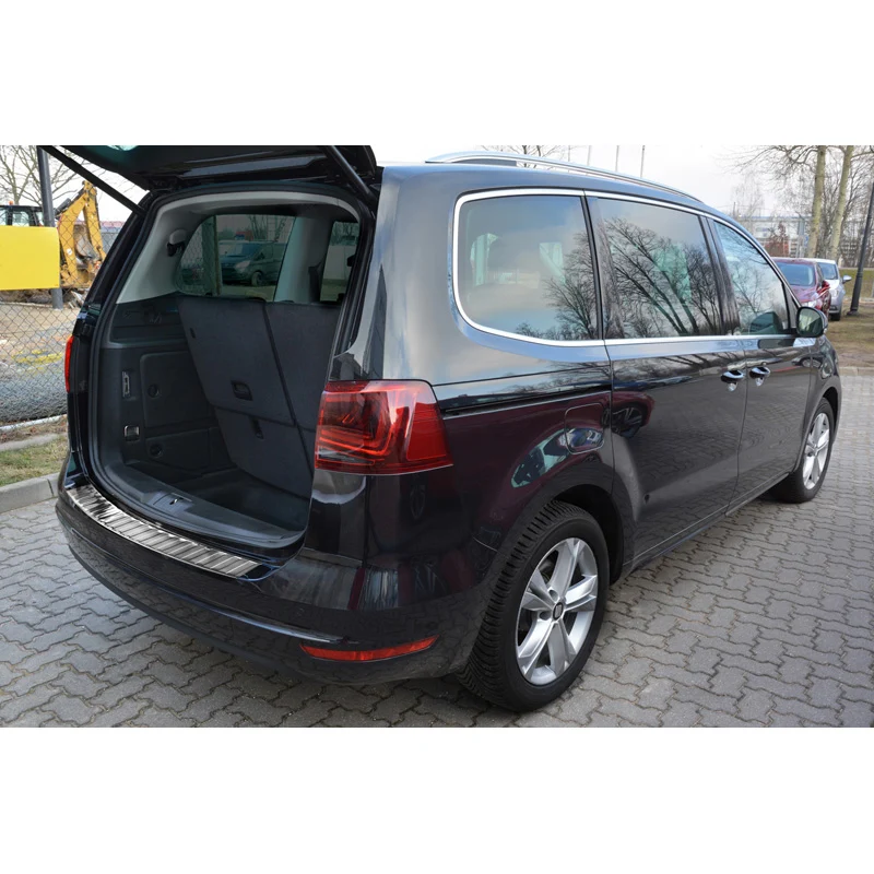 Avisa, Edelstahl Heckstoßstangenschutz passend für Seat Alhambra II / Volkswagen Sharan II 2010- Ribs, Silber