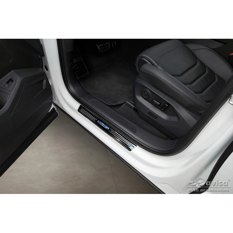 Avisa, Schwarz Edelstahl Einstiegsleisten passend für Volkswagen Touareg III 2018- Hybrid - 4-teilig, Blau, Schwarz