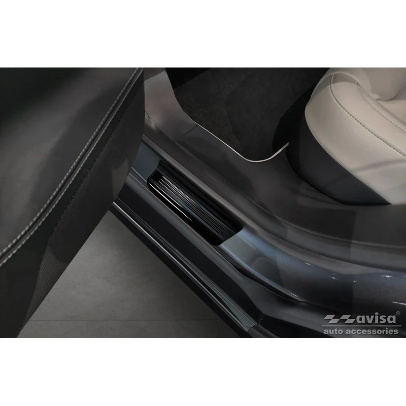 Avisa, Spiegelschwarz Edelstahl Einstiegsleisten passend für Tesla Model S 2012-2016 & Facelift 2016- E-Power - 4-teilig,...