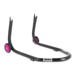 BIHR Home Track Montageständer hinten Aufnahmen V-Form mattschwarz Räder rosa