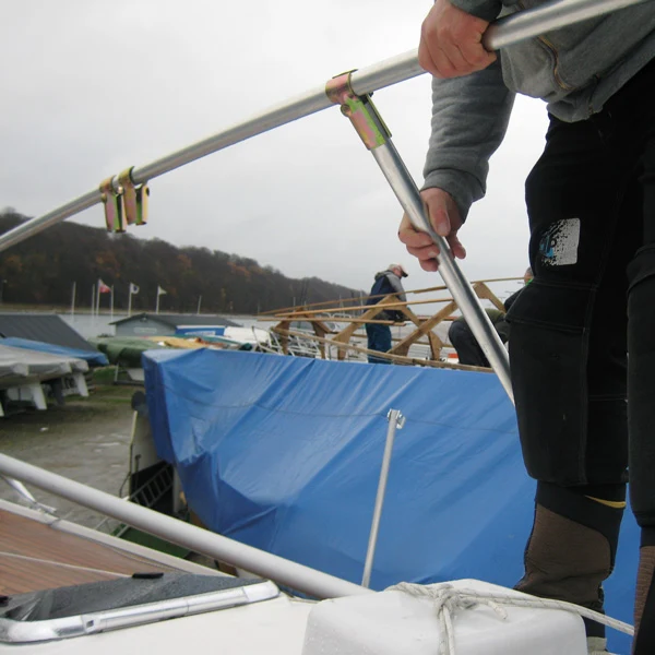 Bootsplanenständer mit Mast, 12m / 4 Zepter, Aluminium