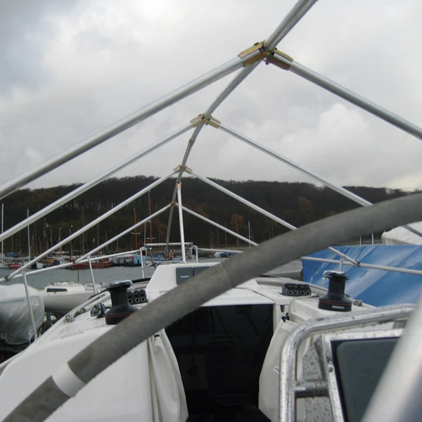 Bootsplanenständer mit Mast, 12m / 4 Zepter, Aluminium