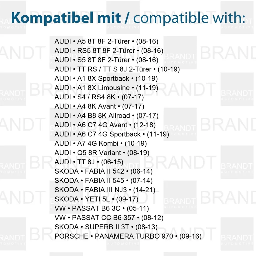 BRANDT AUTOMOTIVE Kennzeichenleuchten + Kabel 6000K LED + Widerstand kompatibel mit AUDI A5 RS5 S5 8T 8F TT RS TTS 8J A1 8...