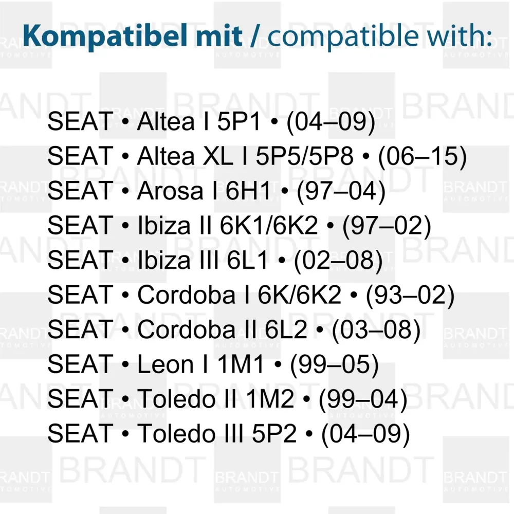BRANDT Kennzeichenleuchten + Kabel LED kompatibel mit Seat Altea I 5P Arosa I 6H Cordoba I II 6K 6L2 Ibiza II 97-02 Ibiza...