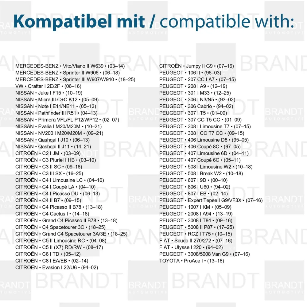 BRANDT Kennzeichenleuchten LED + Widerstand kompatibel mit VW Crafter I 06-16 Toyota ProAce I 13-16 Mercedes Benz Sprinter...