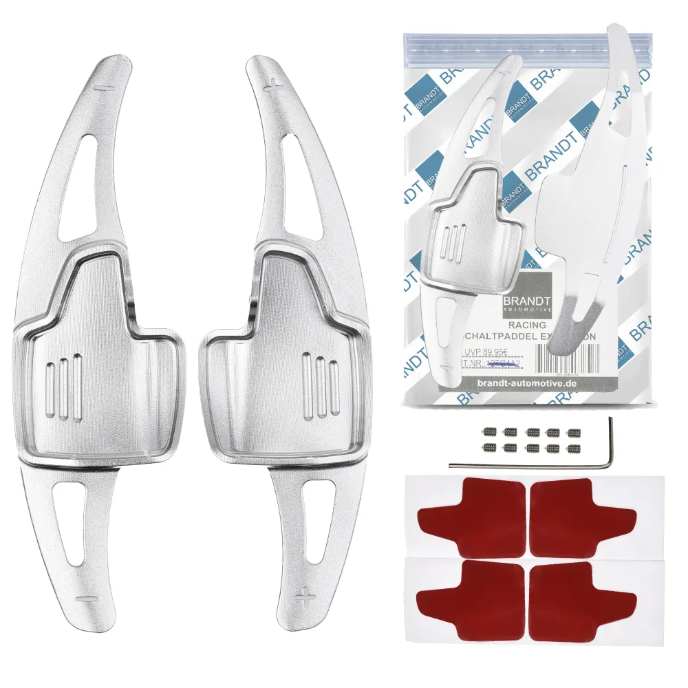 BRANDT Schaltwippen ALU SILBER kompatibel mit FORD FOCUS III IV 15-26 EcoSport 15-22 Schaltpaddel Paddel Aufsatz Drucktast...