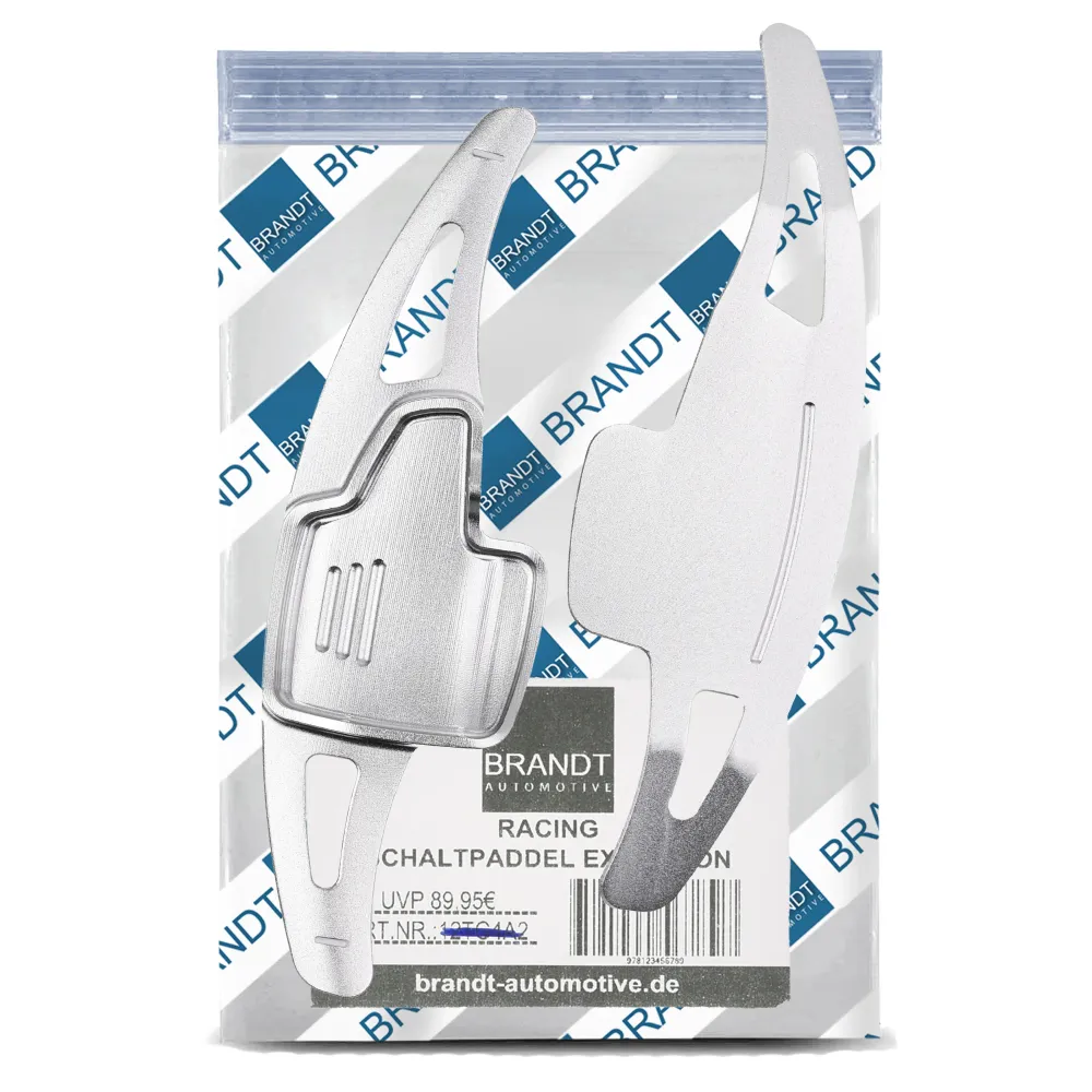 BRANDT Schaltwippen ALU SILBER kompatibel mit FORD FOCUS III IV 15-26 EcoSport 15-22 Schaltpaddel Paddel Aufsatz Drucktast...