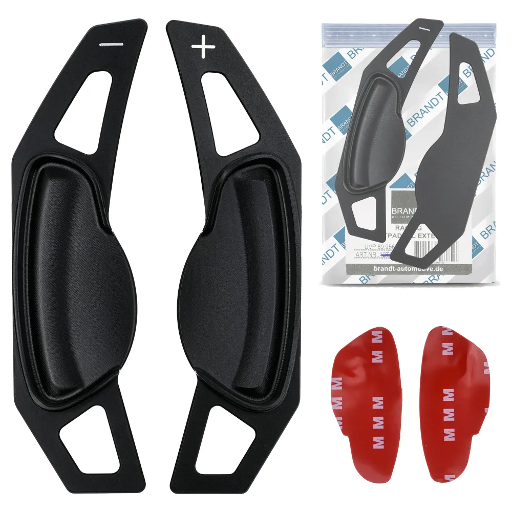 BRANDT Schaltwippen AUFSATZ Verlängerung ALU SCHWARZ kompatibel mit SMART Fortwo Coupe Cabriolet 451 2007-2015 Schaltpadde...