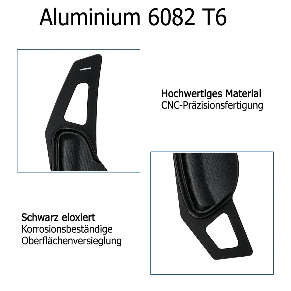 BRANDT Schaltwippen AUFSATZ Verlängerung ALU SCHWARZ kompatibel mit SMART Fortwo Coupe Cabriolet 451 2007-2015 Schaltpadde...