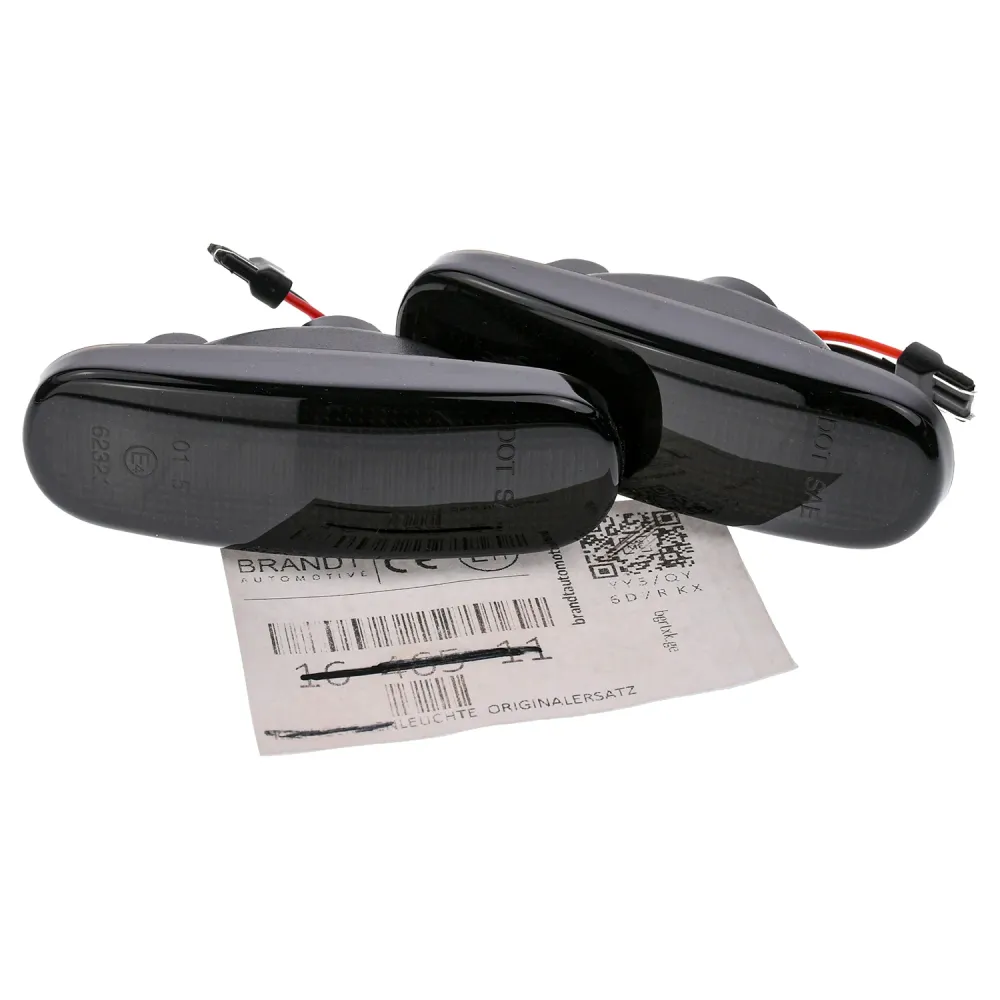 BRANDT Seitenblinker Set LED Kotflügel Blinker + Kabel Schwarz passend für Citroen Nemo I Peugeot Bipper Tepee I Lancia Mu...