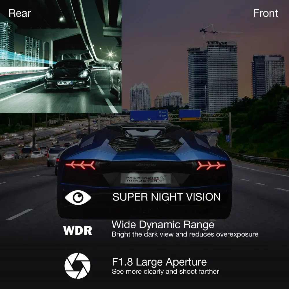 Campark DC20 Dashcam Dual 1080P Autokamera vorne und hinten mit 340° Weitwinkelaufnahme Campark - Focus on Cameras