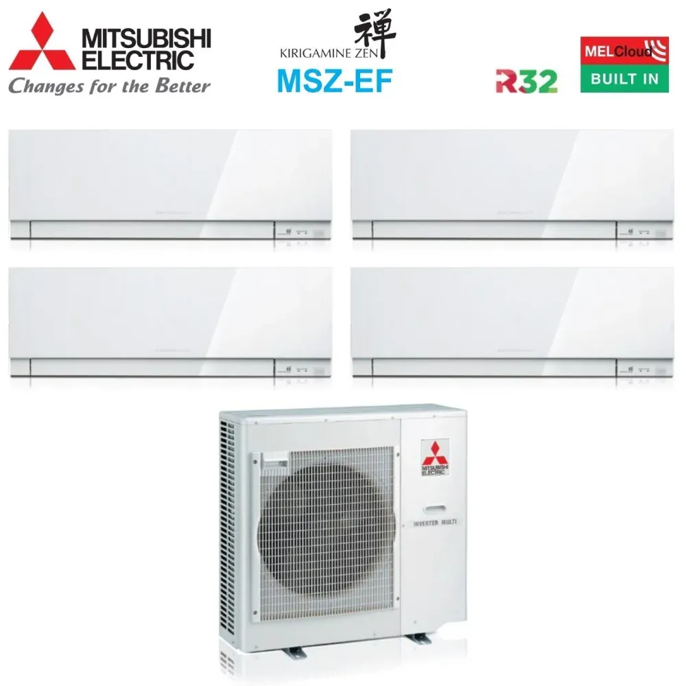 Climatizzatore Condizionatore Mitsubishi Electric Quadri Split Inverter serie KIRIGAMINE ZEN WHITE MSZ-EF 7+7+9+18 con MXZ...