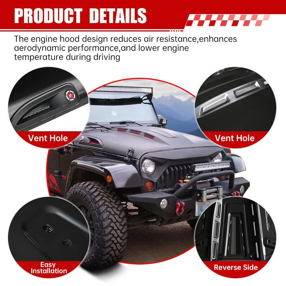 Die Ersatzhaube im Avenger-Stil passt für den Jeep Wrangler JK JKU Unlimited Rubicon Black 2007–2018