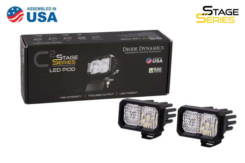 Diode Dynamics Stage Series 2 LED Pod Sport - White Flood Standard RBL (Pair)