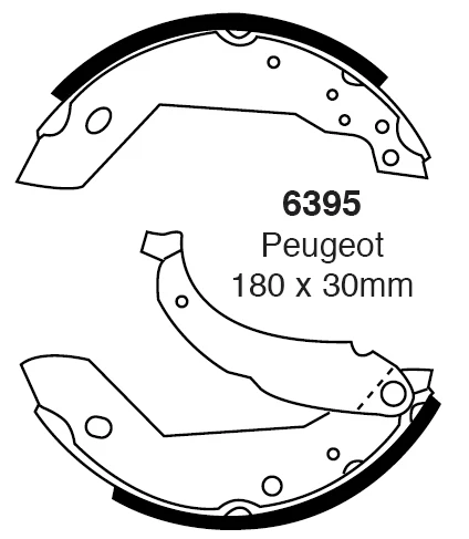 EBC Bremsbacken Hinterachse 6395 für Peugeot 205 1.9 GTI (94kw/ 128PS) Baujahr: 10/86-10/87 mit HSN TSN: 3003 222 EBC Brem...