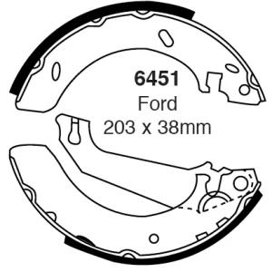 EBC Bremsbacken Hinterachse 6451 für Ford Escort 7 1.6i 16V (65kw/ 88PS) Baujahr: 01/95-08/95 mit HSN TSN: 2028 365 EBC Br...