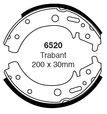 EBC Bremsbacken Hinterachse 6520 für Trabant P601 Universal 0.6 (19kw/ 26PS) Baujahr: 01/66-04/90 mit HSN TSN: 0845 305 EB...
