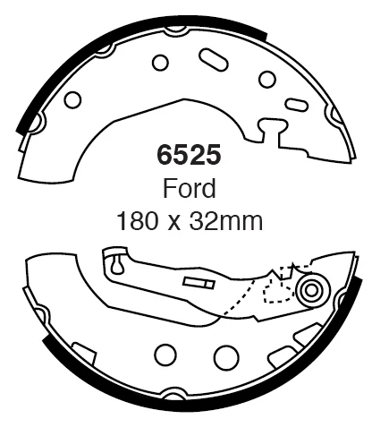 EBC Bremsbacken Hinterachse 6525 für Ford Fiesta 4 1.3i (44kw/ 60PS) Baujahr: 08/95-01/02 mit HSN TSN: 0928 933 EBC Bremsen24