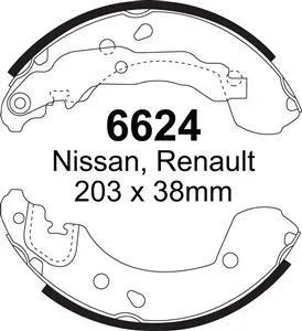 EBC Bremsbacken Hinterachse 6624 für Nissan Note 45383 (65kw/ 88PS) Baujahr: 03/06- mit HSN TSN: 3144 ACA EBC Bremsen24